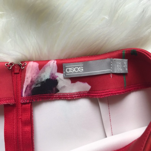 ASOS NWOT Scuba floral asymmetrical peplum skirt - Picture 4 of 8